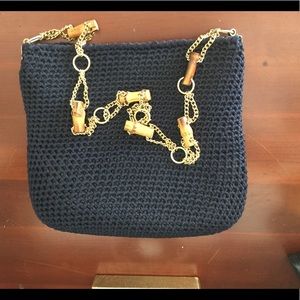 Vintage Italian Navy Mesh Spring Shoulder Bag